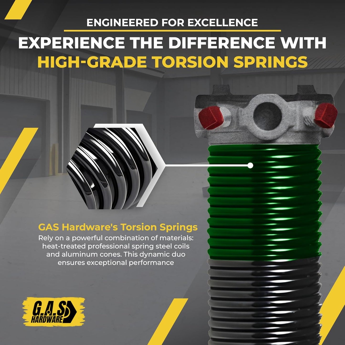 Garage Door Torsion Spring 243x1.75x38 Includes 1” Steel Bearing, Non-Slip Gloves, and Winding Bars for Left Side of Garage Door Precision E-Coating 5-Year Warranty Min. 30,000 Cycles (Red Cone)