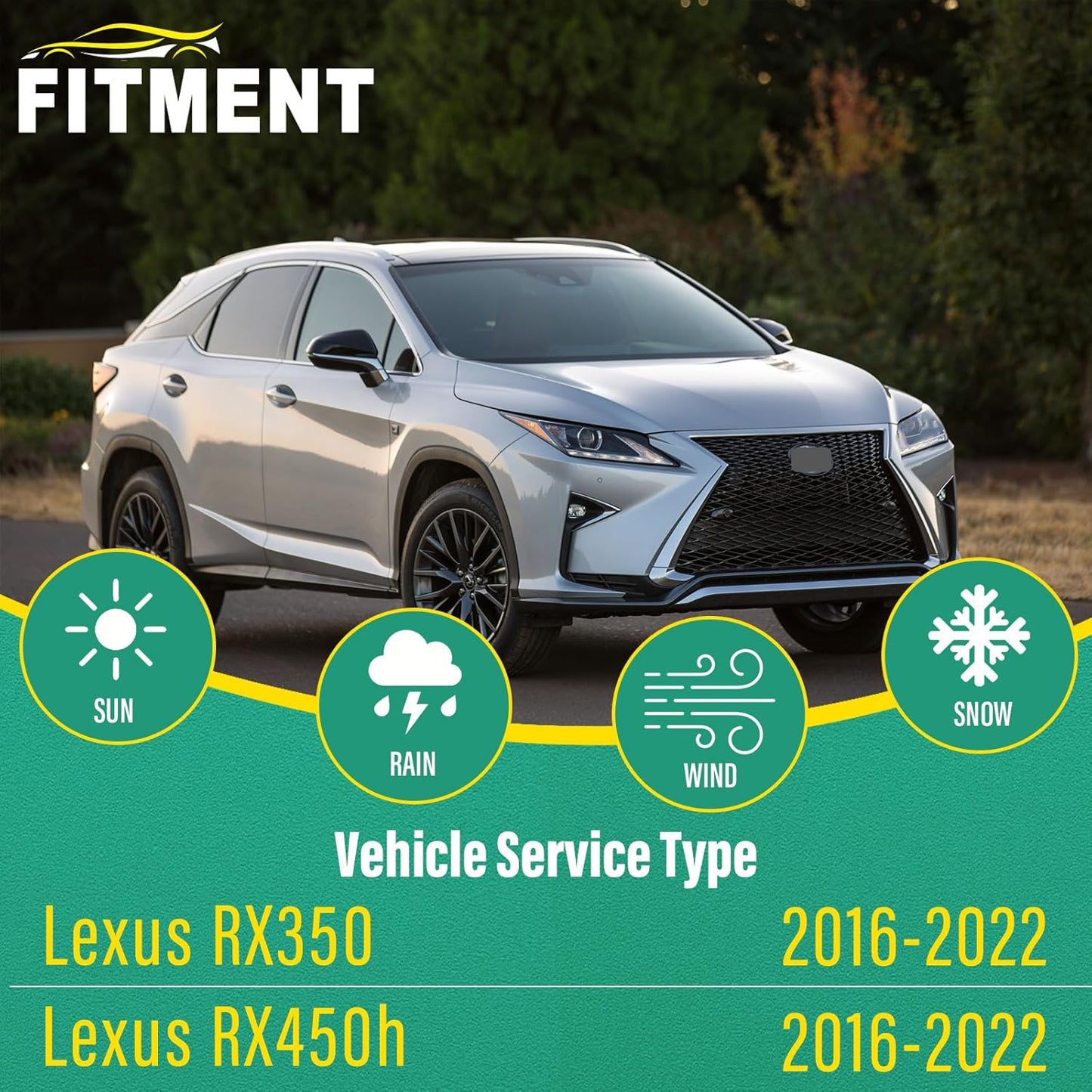 26" 20" 16" Windshield Wiper Blades Replacement for Lexus RX350 RX450h 2016 2017 2018 2019 2020 2021 2022 RX 350 450h Premium All Weather Front Rear Wipers Set - OEM Quality (Pack of 3)