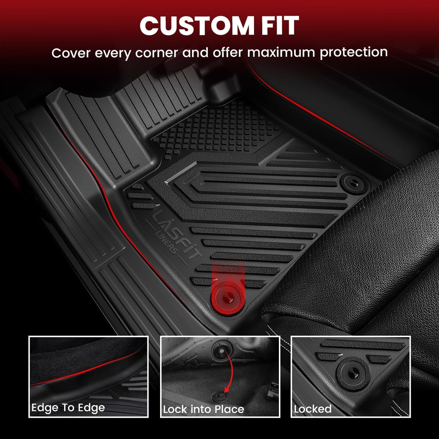 LASFIT Floor Mats & Cargo Liner for Chevrolet Chevy Blazer 2019-2021 (Gas Only), All Weather TPE Custom Fit Floor Mats for Cars (Only Fit Optional Cargo Management System), Car Mats Full Set, Black