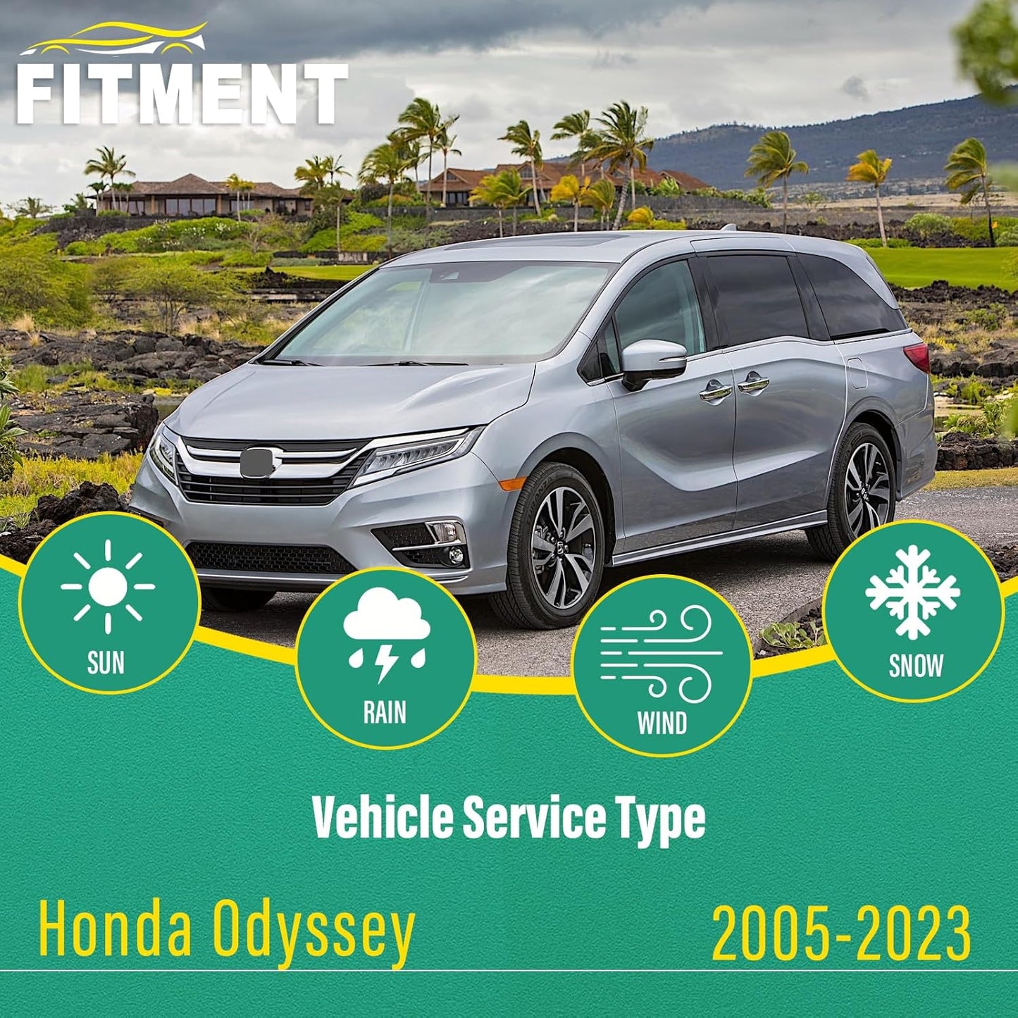 26" 22" 16" Windshield Wiper Blades Replacement for Honda Odyssey 2005-2023 Premium All Weather Front Rear Wipers Set - OEM Quality (Pack of 3)