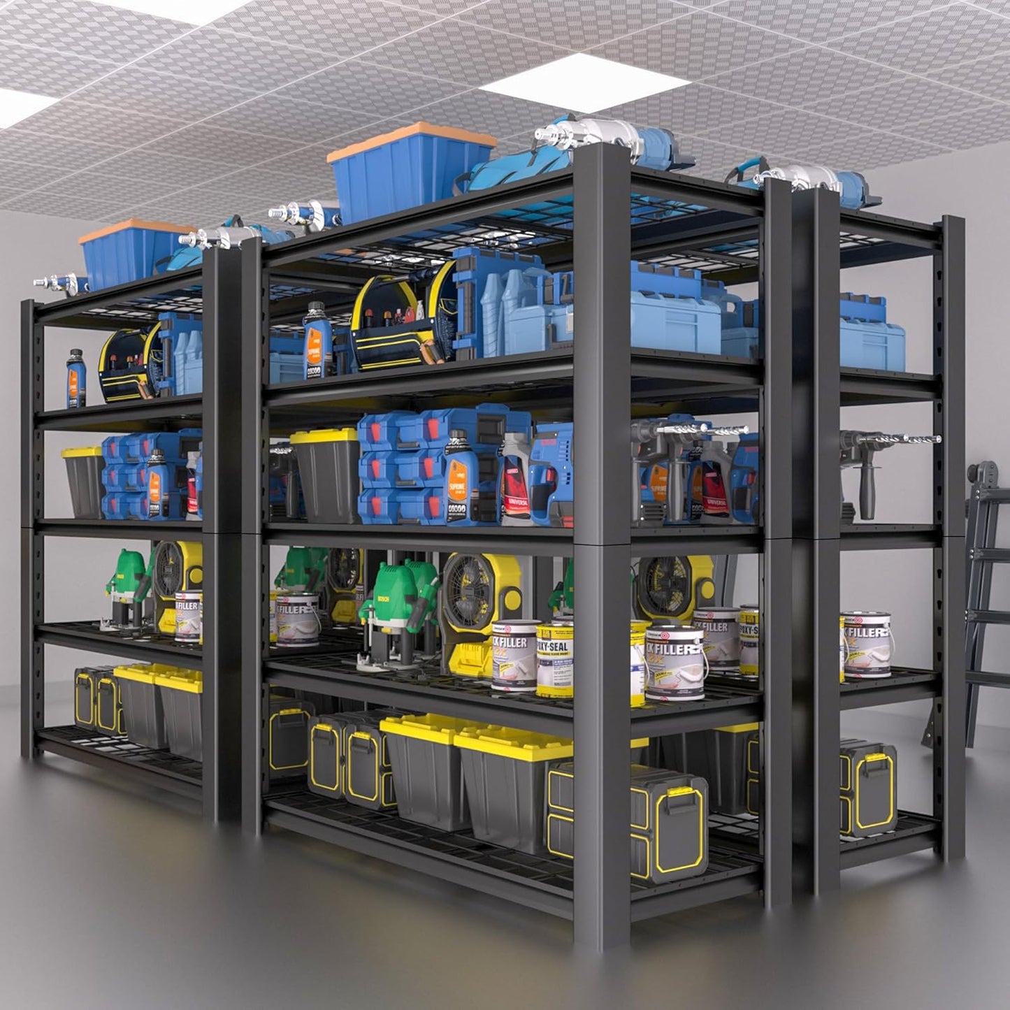 5-Tier Heavy Duty Garage Shelving Unit with Wire Shelves,3000 LBS Capacity Metal Storage Rack 76"H x 60"W x 24"D,Adjustable Boltless Steel Shelves for Garage,Basement,Pantry,Warehouse.1 Pack