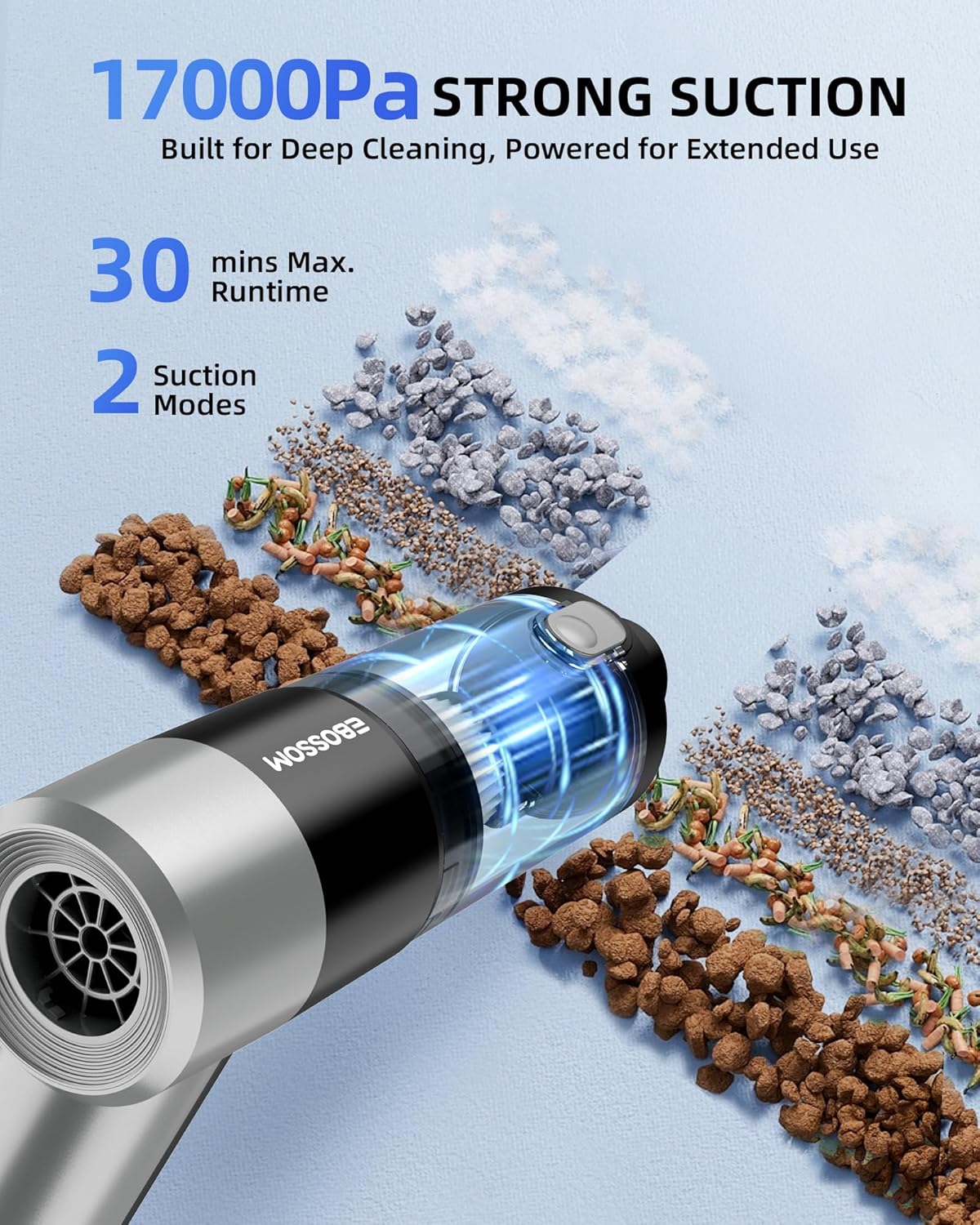 Mini Car Vacuum with 17000Pa High Power Suction,Portable Handheld Vacuum Blow & Suction,4 in 1 Cordless Small Vacuum Cleaner for Car,Home,Office,PC.Air Duster for Quick Cleaning of Small Areas