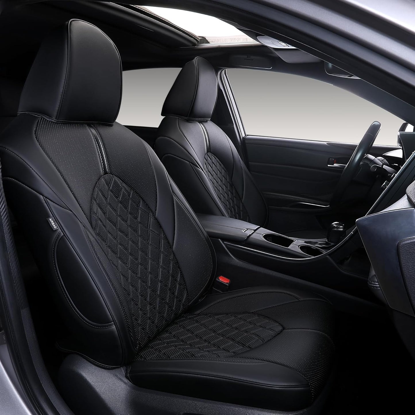 Custom Fit Camry Seat Covers for Toyota Camry LE,SE,SE Nightshade 2018-2024 Full Coverage Waterproof Breathable Leather Car Seat Covers Full Set(Black)