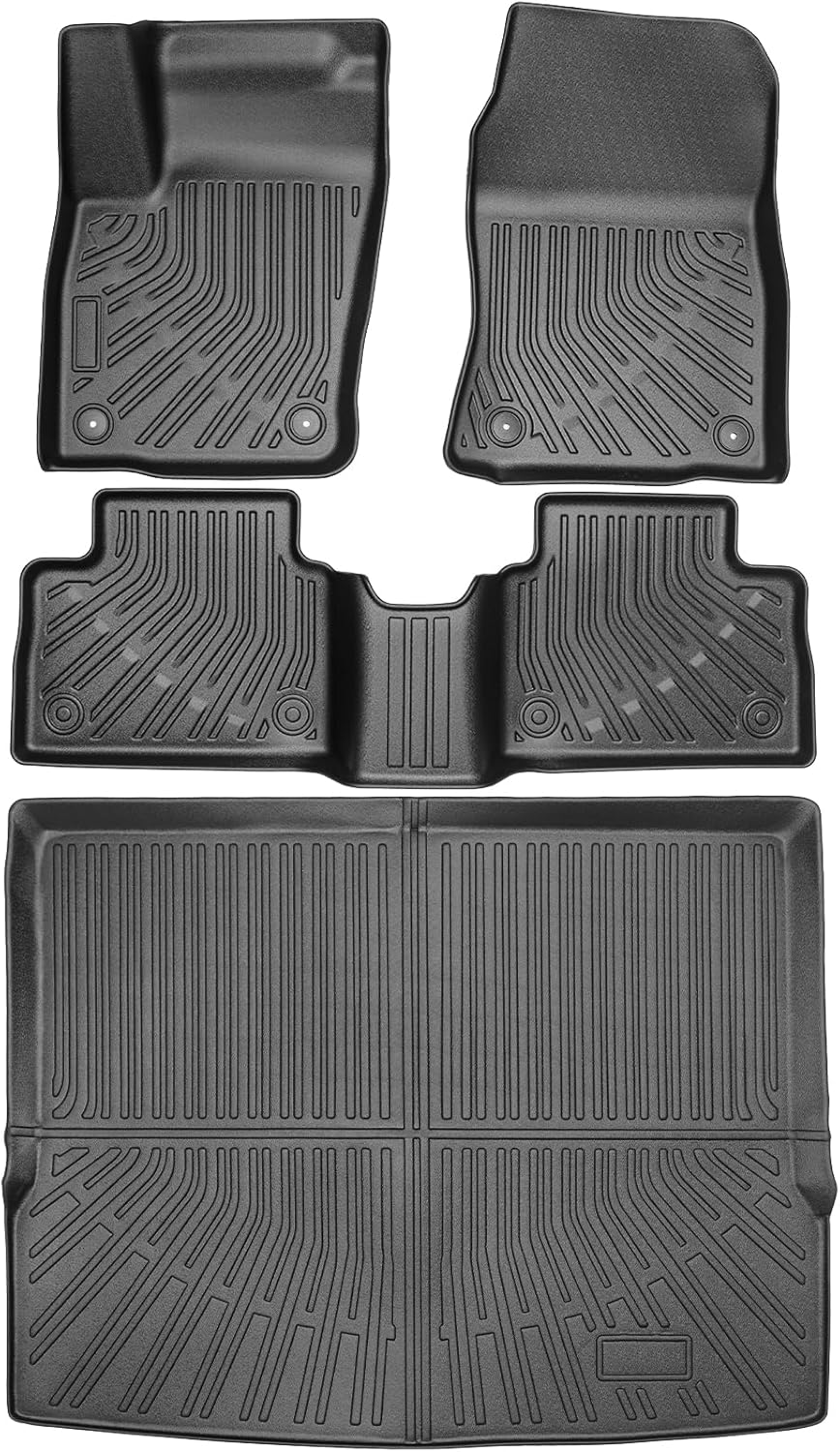 Floor Mats & Cargo Liner Set Custom Fit for Nissan Kicks 2025 SV丨SR (Not for S), All Weather Protection TPE Anti-Slip Waterproof 1st & 2nd & Rear Trunk Mats for Nissan Kicks 2025 Accessories,Black