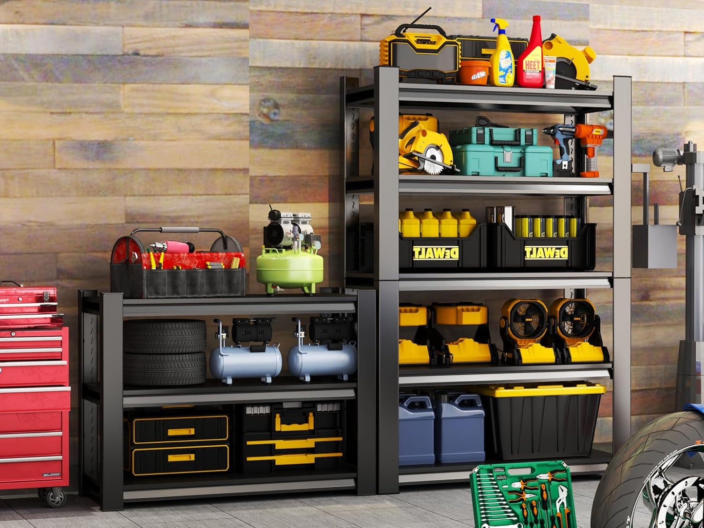 Metal Garage Shelving Unit, Heavy Duty 3-Tier Adjustable Storage Rack, Steel Shelving,Industrial Shelves for Heavy Tools and Equipment (3-Tier 32" H x 16" W x 16" D)