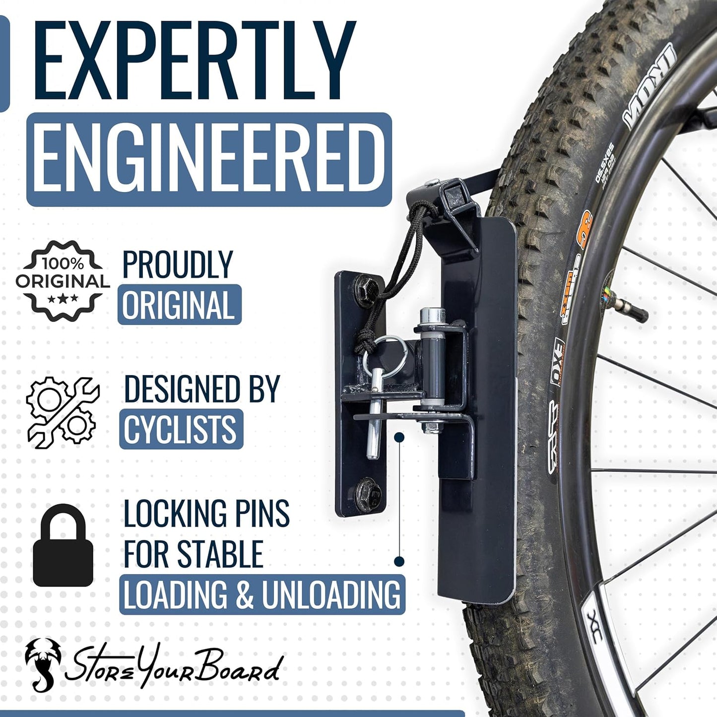 StoreYourBoard Bike Swivel Rack – Wall Mounted Garage Bike Storage, Vertical Hanger with 120° Swing Design & Stopper, Space-Saving Indoor Wall Mount – Fits Kids Bikes, BMX & More