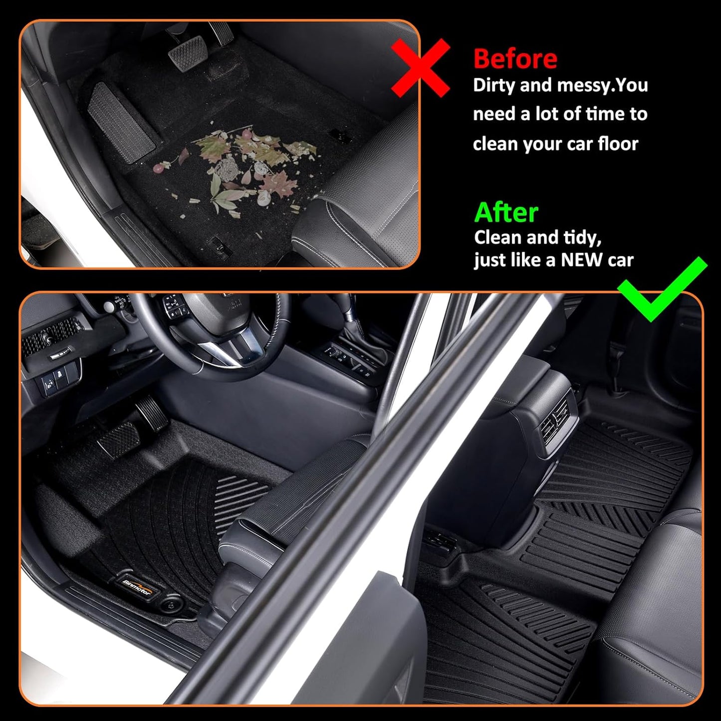 Binmotor-All Weather Custom Floor Mats with Cargo Liner for Acura MDX 2025 2024-2022, 1st & 2nd & 3rd Row Full Set Car Mats TPE, Heavy Duty Car Floor Liners for MDX Accessories