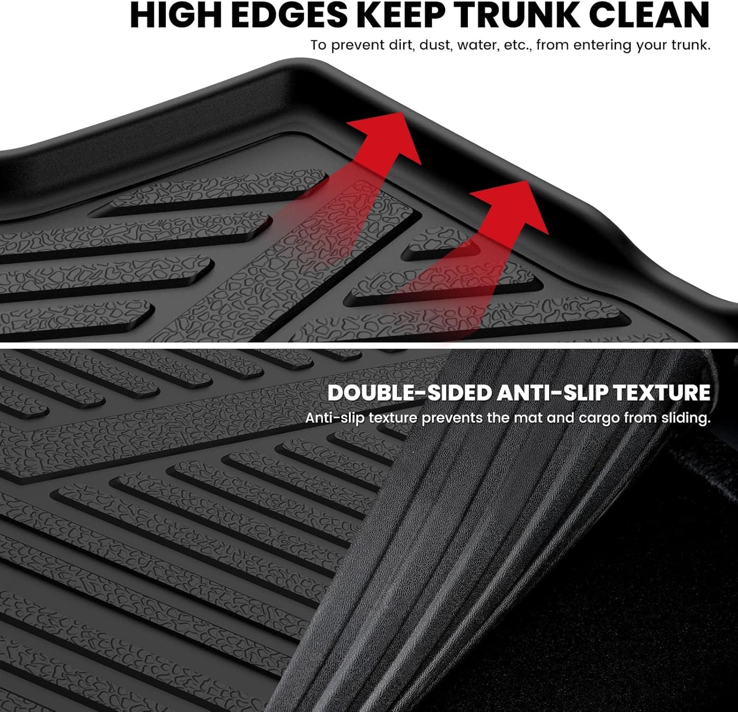 LASFIT Trunk Mat for Lexus RX/RX350/RX350h/RX500h 2025 2024 2023, All Weather TPE RX 350 Cargo Mats Custom Fit for Lexus RX350 Cargo Liner Front & Rear Trunk Liner, Black, Easy to Clean