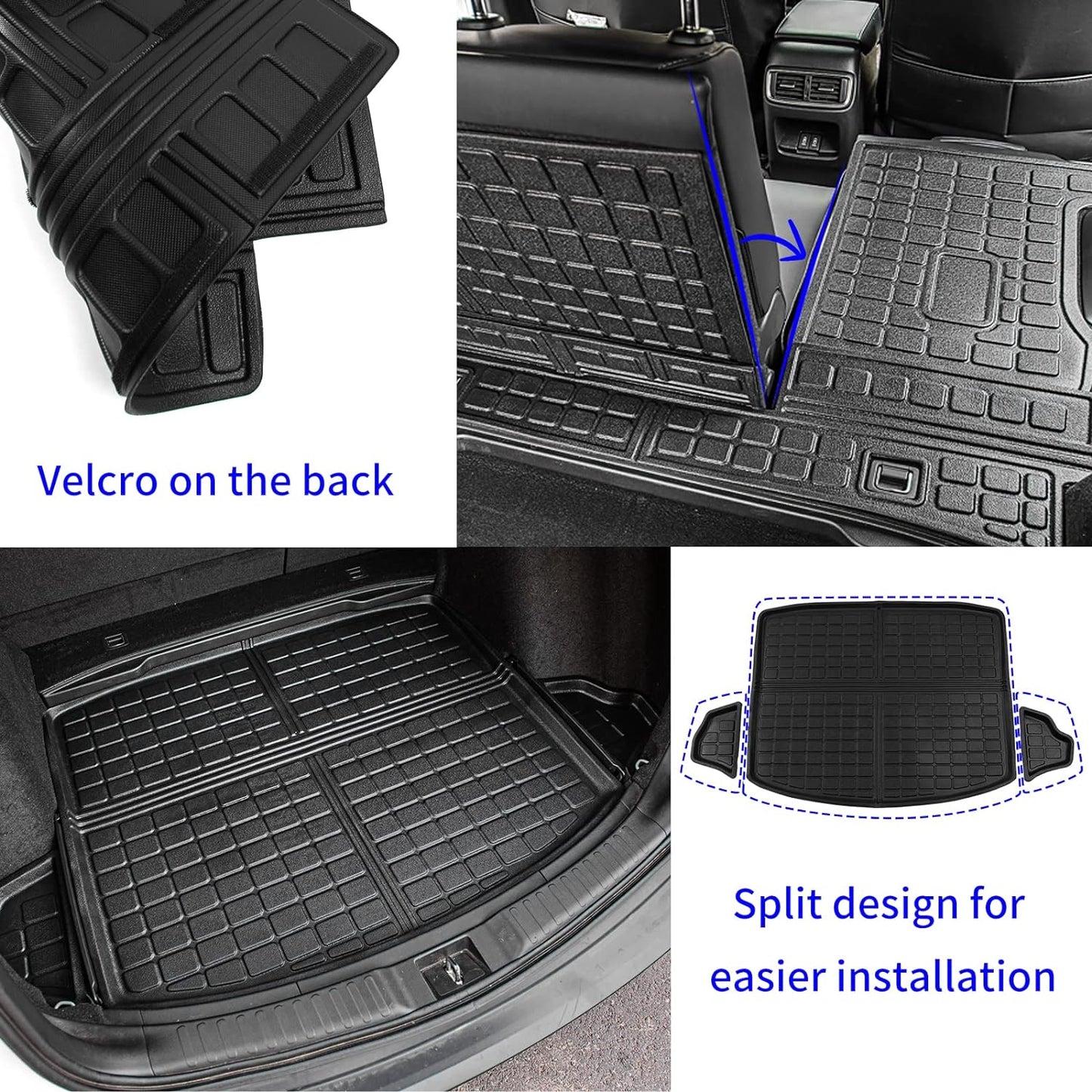 Rongtaod Floor Mats Compatible with 2017-2022 Honda CRV Cargo Mat Cargo Liner Trunk Mat Back Seat Cover Protector 2021 CR-V Accessories (Trunk Mats+Backrest Mats+Floor Mats)