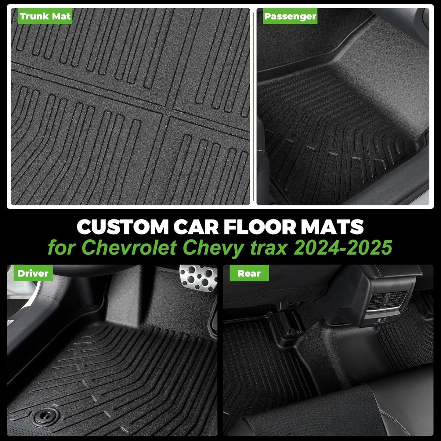 Floor Mats & Cargo Liner Custom Fit for Chevy Trax 2024 2025 Floor Mats & Cargo Liner with Backrest Mat Full Set All Weather Protection TPE for Chevy Trax Accessories