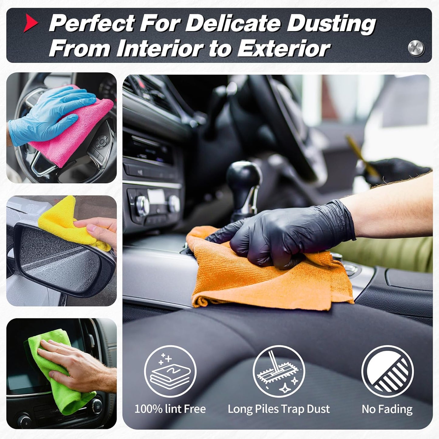 FIXSMITH Microfiber Cleaning Cloth, 100 Pack Shop Towels, Micro Fiber Cloth for Cleaning Car, All-Purpose Absorbent Cleaning Rags for Housekeeping, Dust Cloth for Office, Car Wash Towels, 12inx12in