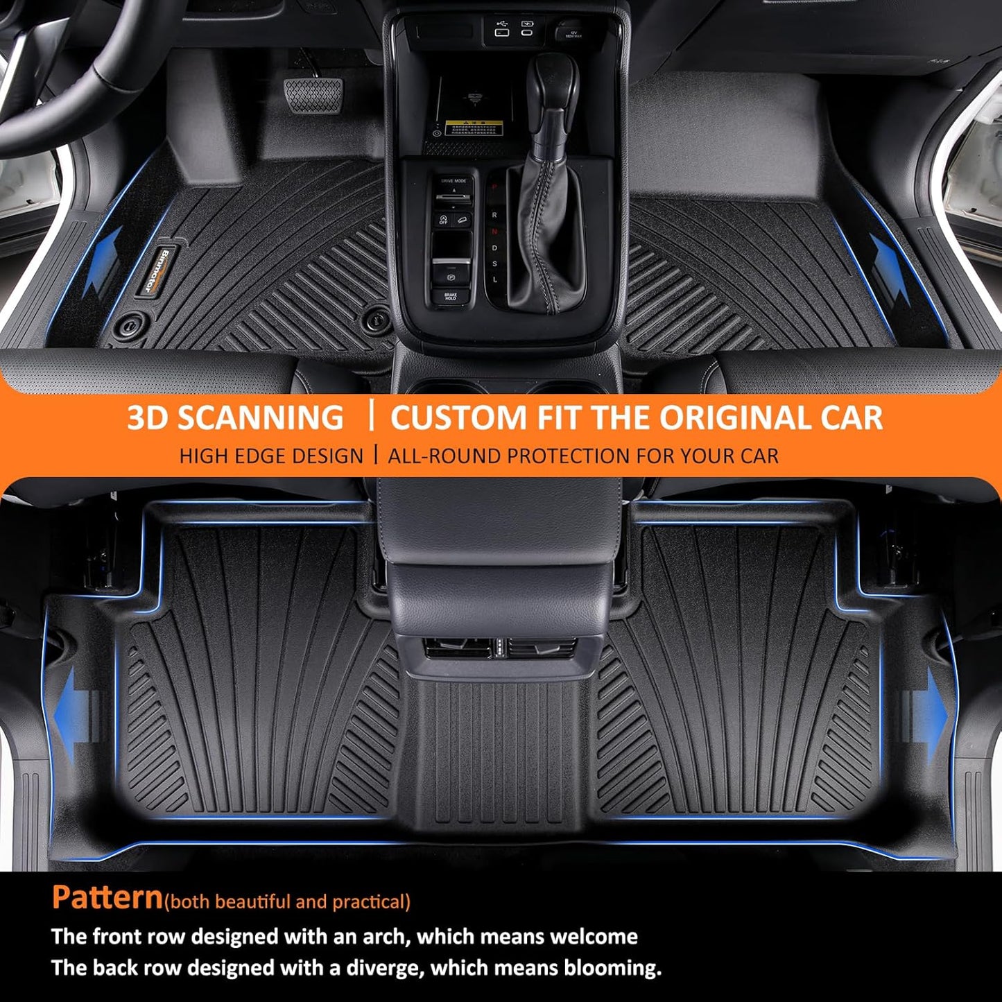 Binmotor-Floor Mats & Upper Cargo Liner Set for Honda CRV 2023-2025 2026 (Include Hybrid), CRV All Weather Car Mats for Honda CR-V Hybrid Accessories 2025 CRV Trunk Mat Cargo Mat