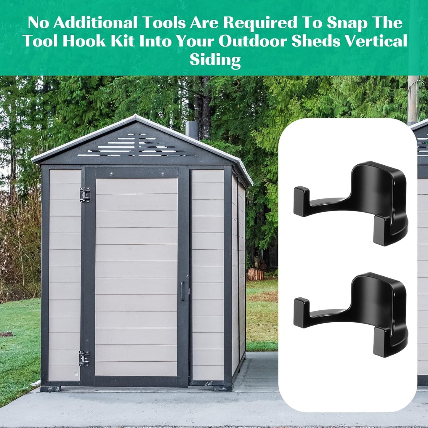 8 Pcs Shed Storage Tool Hooks Accessories Compatible with Suncast, Compatible with Craftsman for Hanging Shelves Accessories Part, Storage Sheds Replacement Screws, Brackets and Hooks(U Shaped)