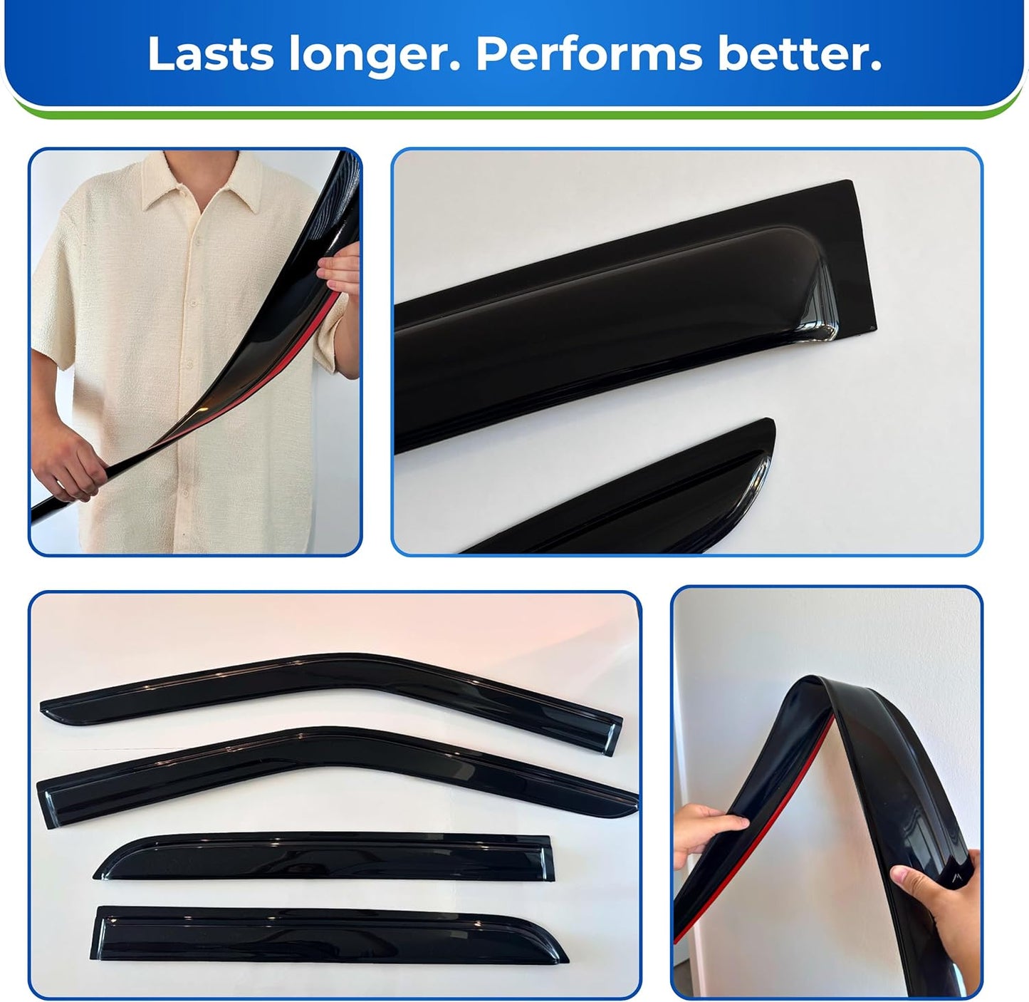 KPY Window Visor Compatible with Hyundai Tucson 2010-2015, 4PC Rain Guard Side Window Vent Deflectors Tape-On Mugen Style, 2010 2011 2012 2013 2014 2015