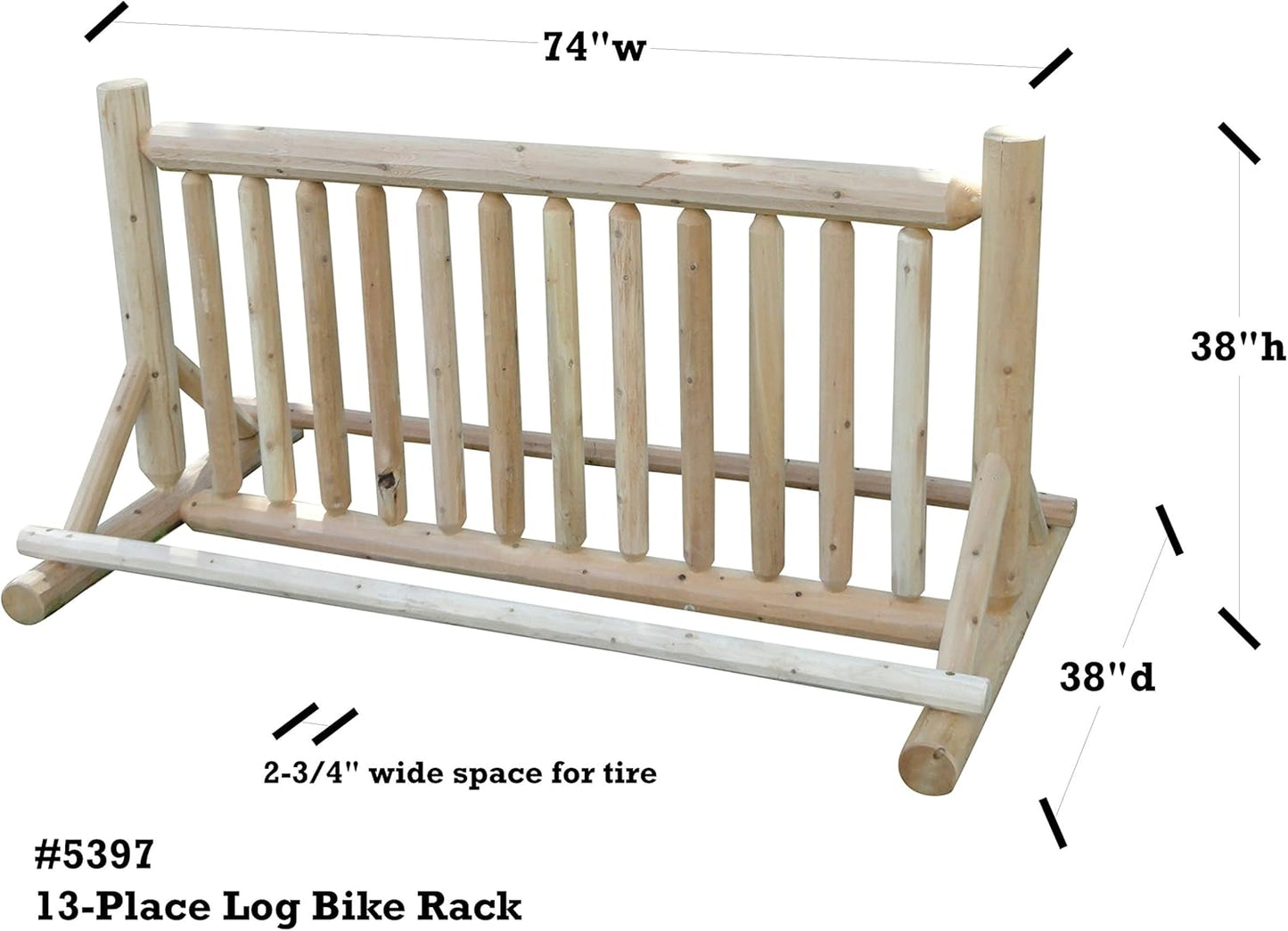 13-Place Bike Log Rack, Outdoor Bike Stand, Freestanding Commercial Bicycle Storage Racks, Standing Rack for Bikes, Bicycle Parking Floor Stand, Ebike Racks, Fat Tire Bikes for Men - Canyon Brown