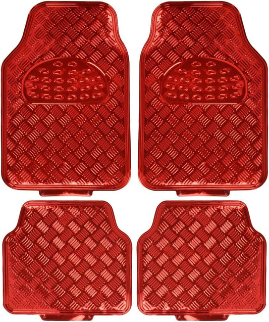 BDK Red All Weather Heavy Duty Car Floor Mats Interior Liners for Auto Van Truck SUV, Fits Front & Rear