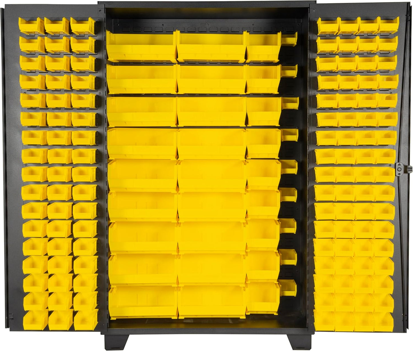 Jamco Tool Storage Cabinets with Bin Mounts, Model DP, 155 Bins, 48-Inch W x 24-Inch D x 78-Inch H, Yellow Bins