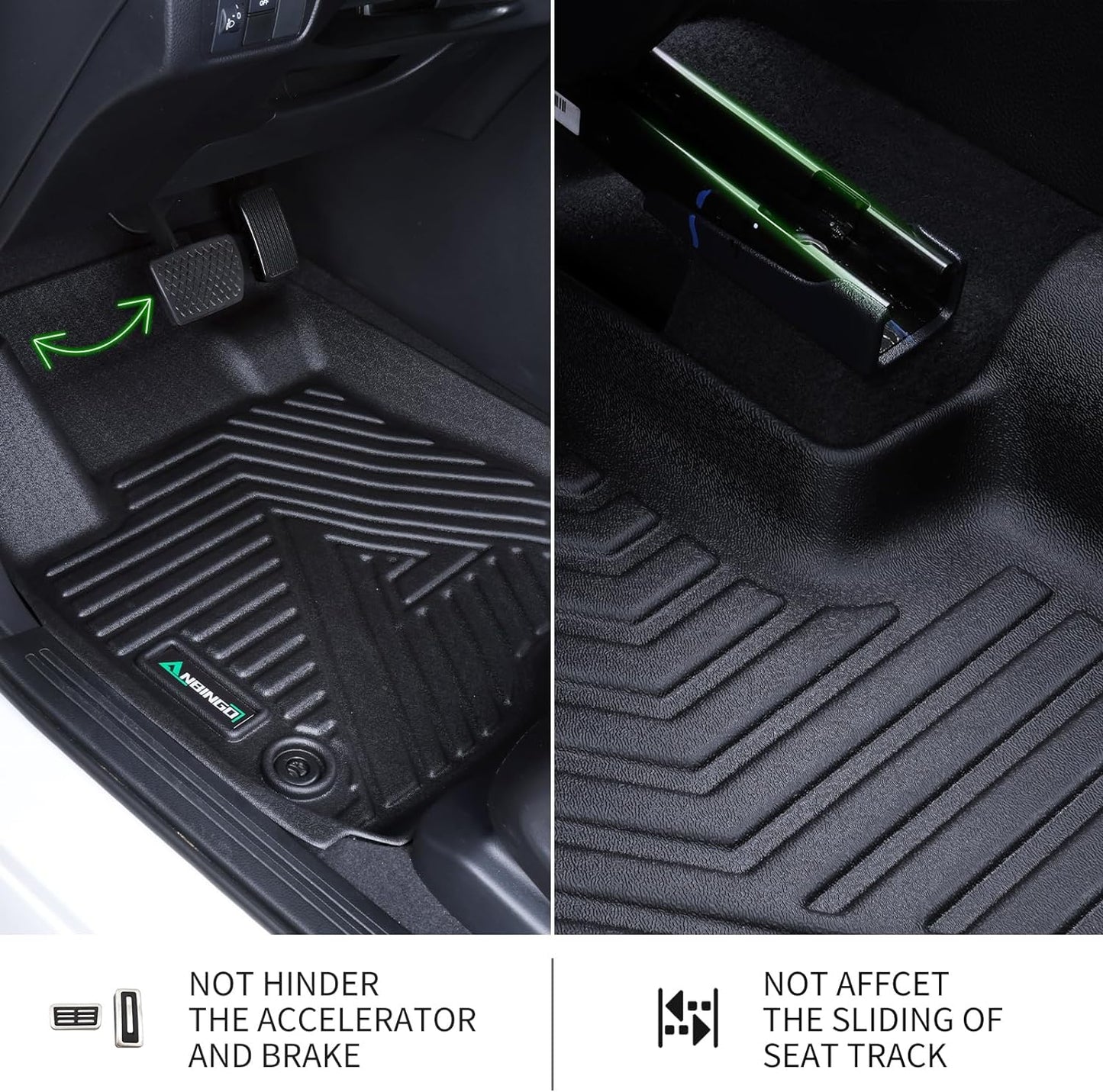 ANBINGO® Floor Mats for 2024 2025 Mazda CX-90 & CX90 PHEV (Plug in Hybrid) 8 Passenger | 2nd Row Bench Seat | All Weather TPE Car Mats Waterproof Non-Slip, 3-Rows, 4-PCS, Black