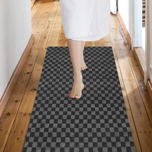 Custom Size Backed Non-Slip Area Rugs Runner, Easy Clean, Waterproof Runner Rugs for Hallway Entryway, Kitchen, Laundry, 2FT x 81FT, Gray Checkered