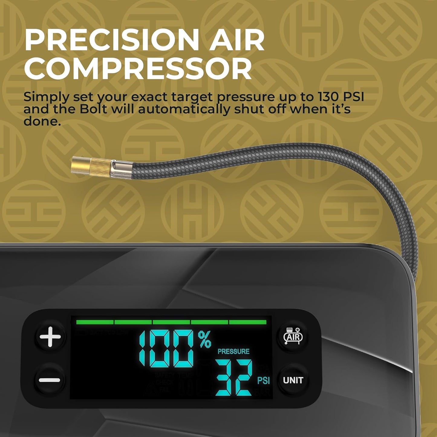 HALO Bolt Ultimate 3 Portable Car Battery Jump Starter | 130 PSI Air Compressor, 55.5Wh USB Power Bank, Large Display, Emergency Floodlight & Charger, Jumps Cars SUVs & Trucks, Inflates Tires — Silver