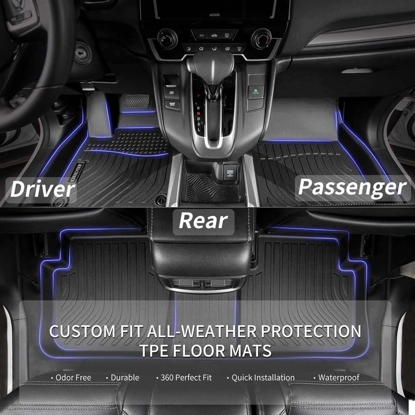 KELCSEECS Floor Mats & Cargo Liner Custom for Hyundai Ioniq 5 2025 Movable Center Console (Sliding Center Console) All Weather Car Mat TPE Floor Liners Ioniq 5 Accessories Trunk Mat