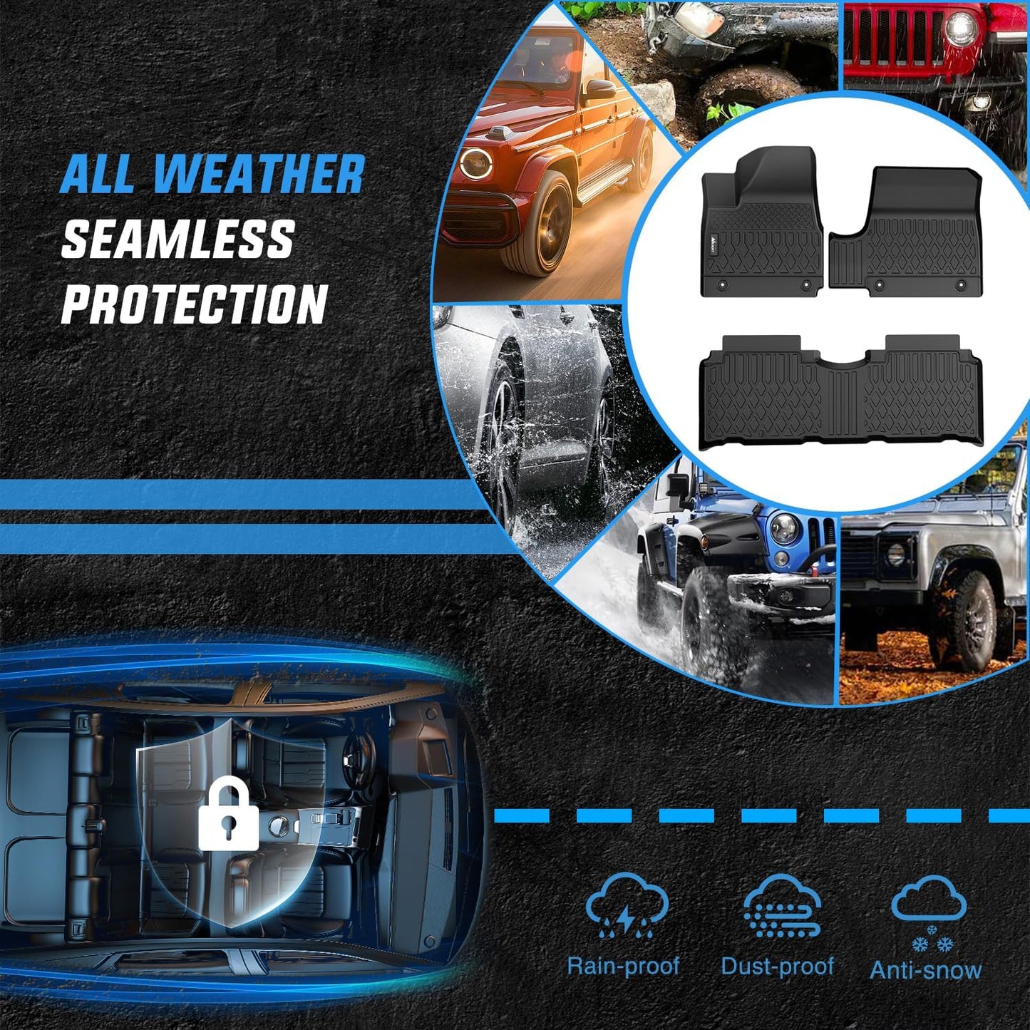 Nilight TPE Floor Mats for Hyundai IONIQ 5 SE Standard Range SE SEL 2022 2023 2024 2025 Movable Console,All Weather Custom Fit Heavy Duty Floor Liners