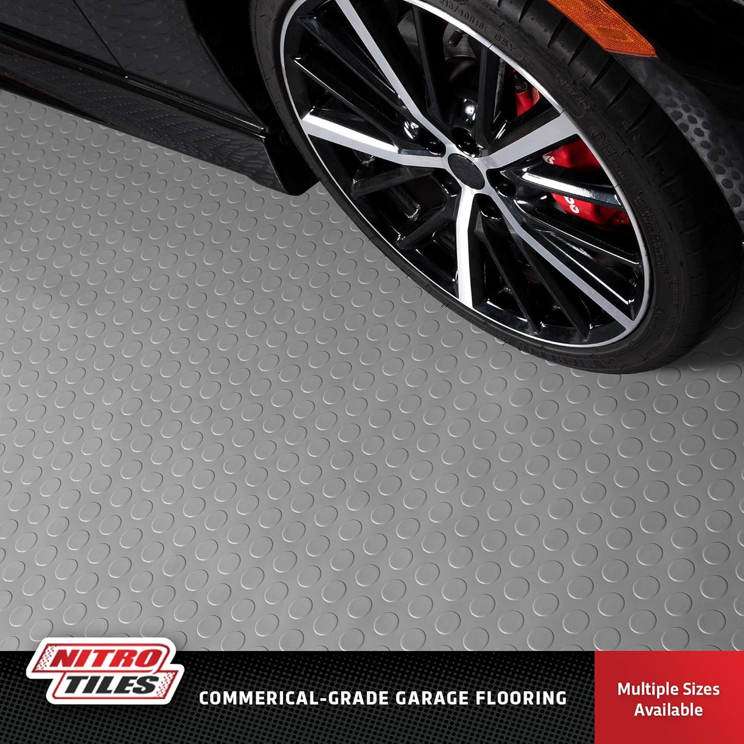 IncStores 2.5mm Thick Commercial-Grade Nitro Roll Garage Floor Mat | Flexible Vinyl Floor Mat for a Stronger and Safer Garage, Workshop, or Trailer | Coin-Top, Stainless Steel, 7.5' x 50'