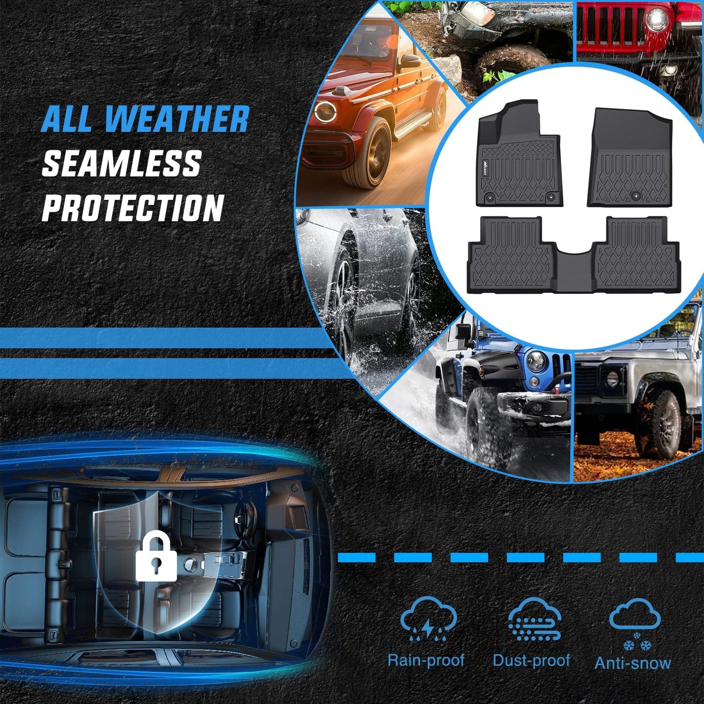 Nilight TPE Floor Mats for 2021 2022 2023 Hyundai Santa Fe 5 Seat (Non-Hybrid),All Weather Custom Fit Heavy Duty Floor Liners