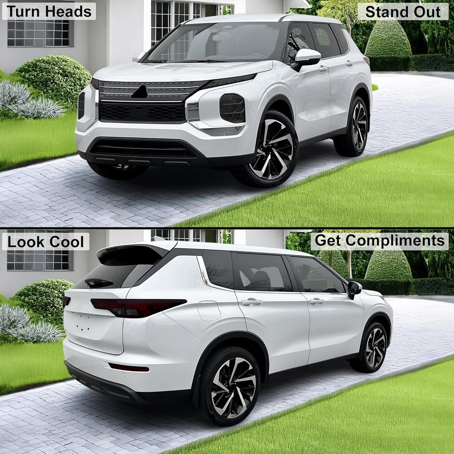 BOGAR TECH DESIGNS Full Headlight Taillight Tint Kit Compatible with Mitsubishi Outlander 2022-2025, Dark Smoke