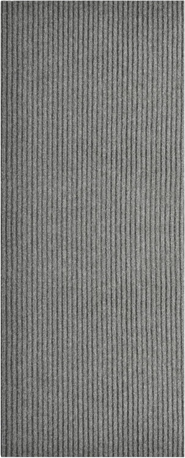 iCustomRug Spartan Weather Warrior Indoor/Outdoor Utility Ribbed Carpet Runner with Non-Slip Thermoplastic Rubber Backing, 3ft X 56ft in Grey