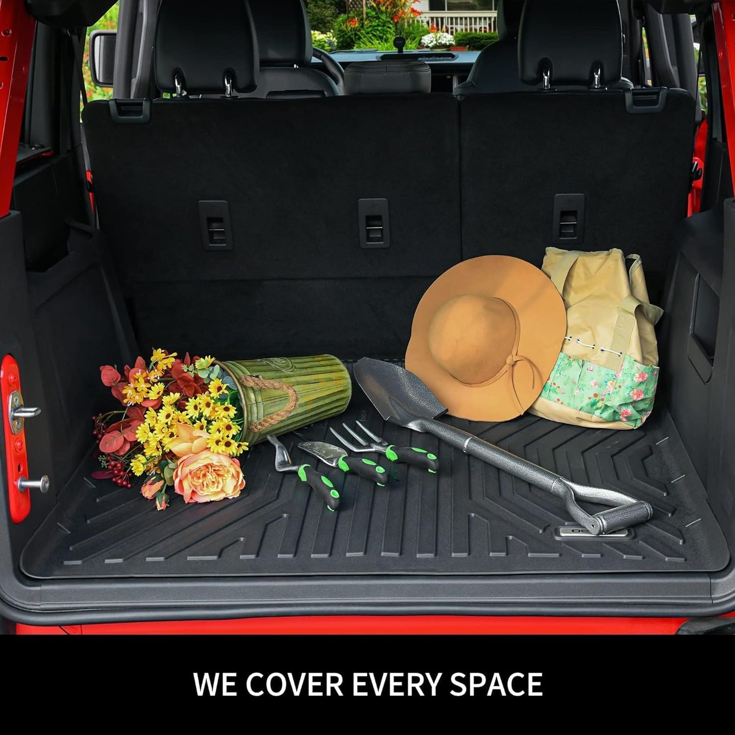 OEDRO Floor Mats Fit for Toyota 4Runner 2013-2024 5-Seater, Custom Fit TPE All Weather Trunk Mat with Backrest Car Accessories, Odorless Anti-Slip Back Seat Protector, Full Mat Set, Black