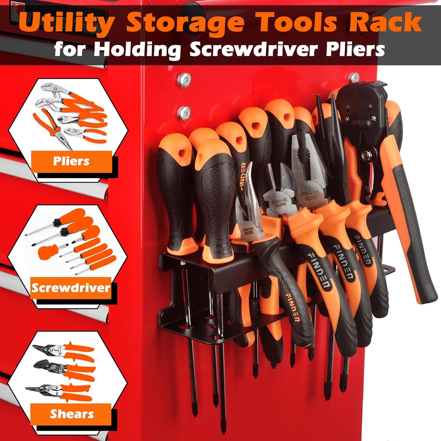ULIBERMAGNET Magnetic Screwdriver Rack,Heavy Duty Magnetic Tool Holder,Pliers Organizer Rack for Screwdriver, Plier, Shears,Magnetic Mount Tools Rack for Garage,Tool Cart,Pegboards,Workbench