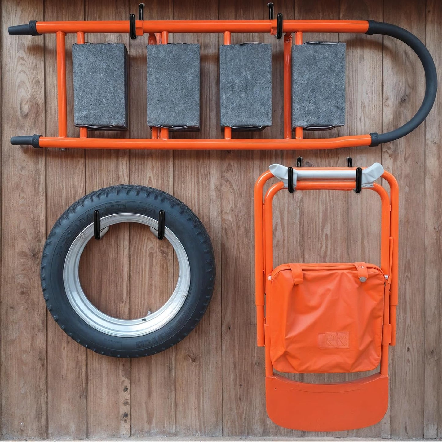 12 Pcs Heavy-Duty Black Ladder Hooks – Iron & PVC Wall Mount Storage Hangers for Bike, Ladder, Chair, Tools (75 lbs Capacity)