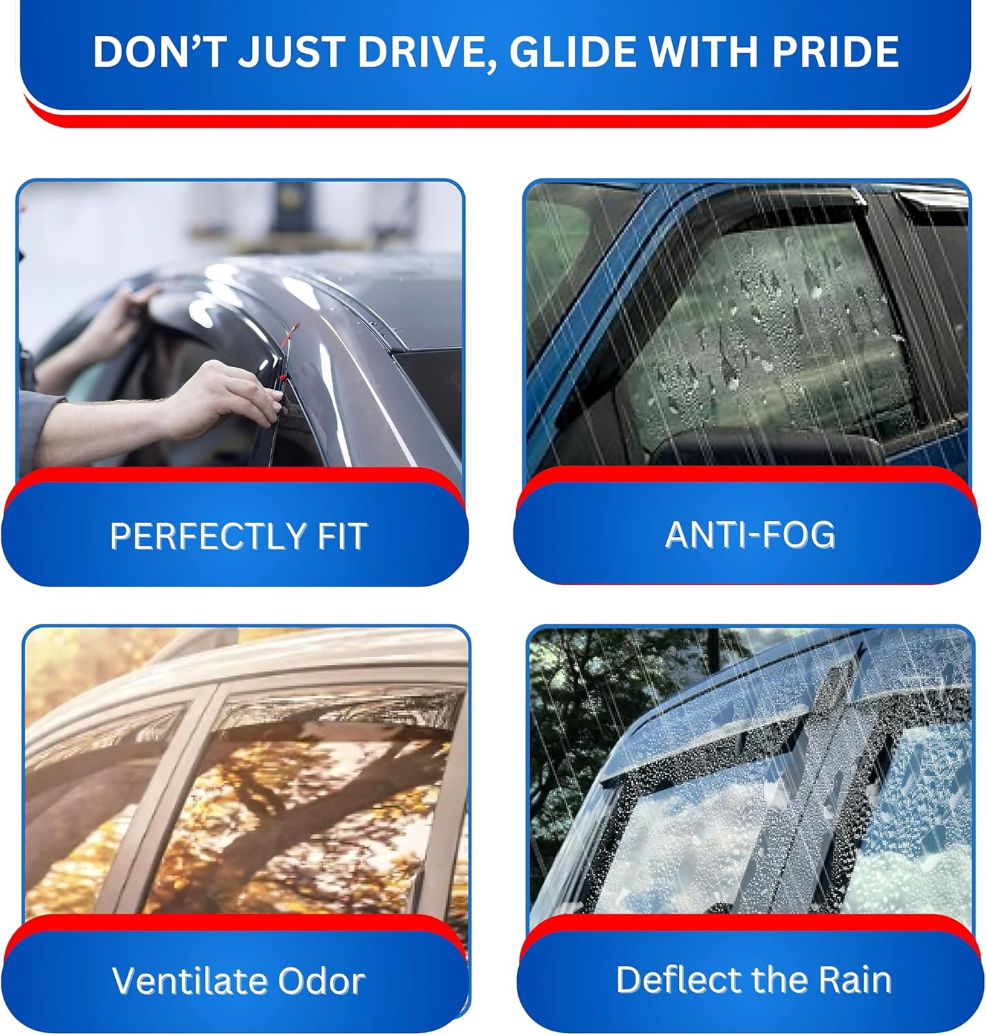 KPY Window Visor Compatible with Honda Ridgeline 2006-2014, 4PC Rain Guard Side Window Vent Deflectors in-Channel Style, 2006 2007 2008 2009 2010 2011 2012 2013 2014