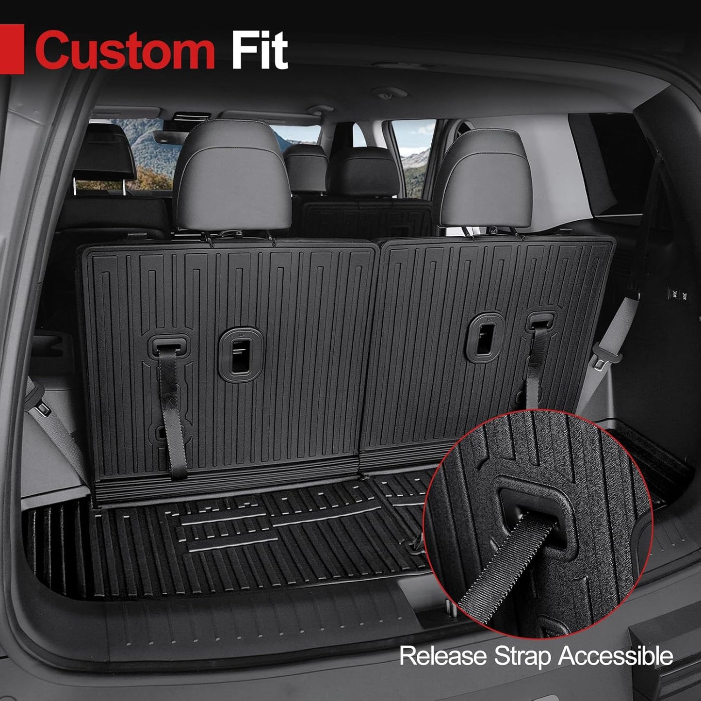 Cargo Mat for 2025 Hyundai Santa FE, All Weather TPE Cargo Mat with Backrest Mat Rear Cargo Liner Protection for Hyundai Santa Fe Calligraphy Accessories (Fit Hybrid and Fuel) 2024 2025