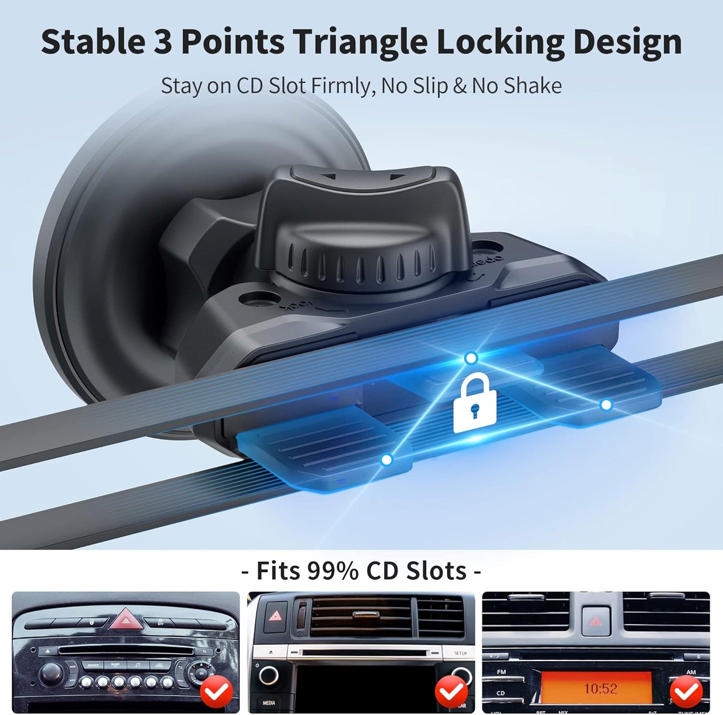 PROfezzion CD Slot & Vent Clip Combo Magnetic Phone Holder Compatible with MagSafe on Car CD Player Slot or Air Vent for iPhone 16 15 14 13 12 Pro Max Plus, Mag-Safe Case & All Phones