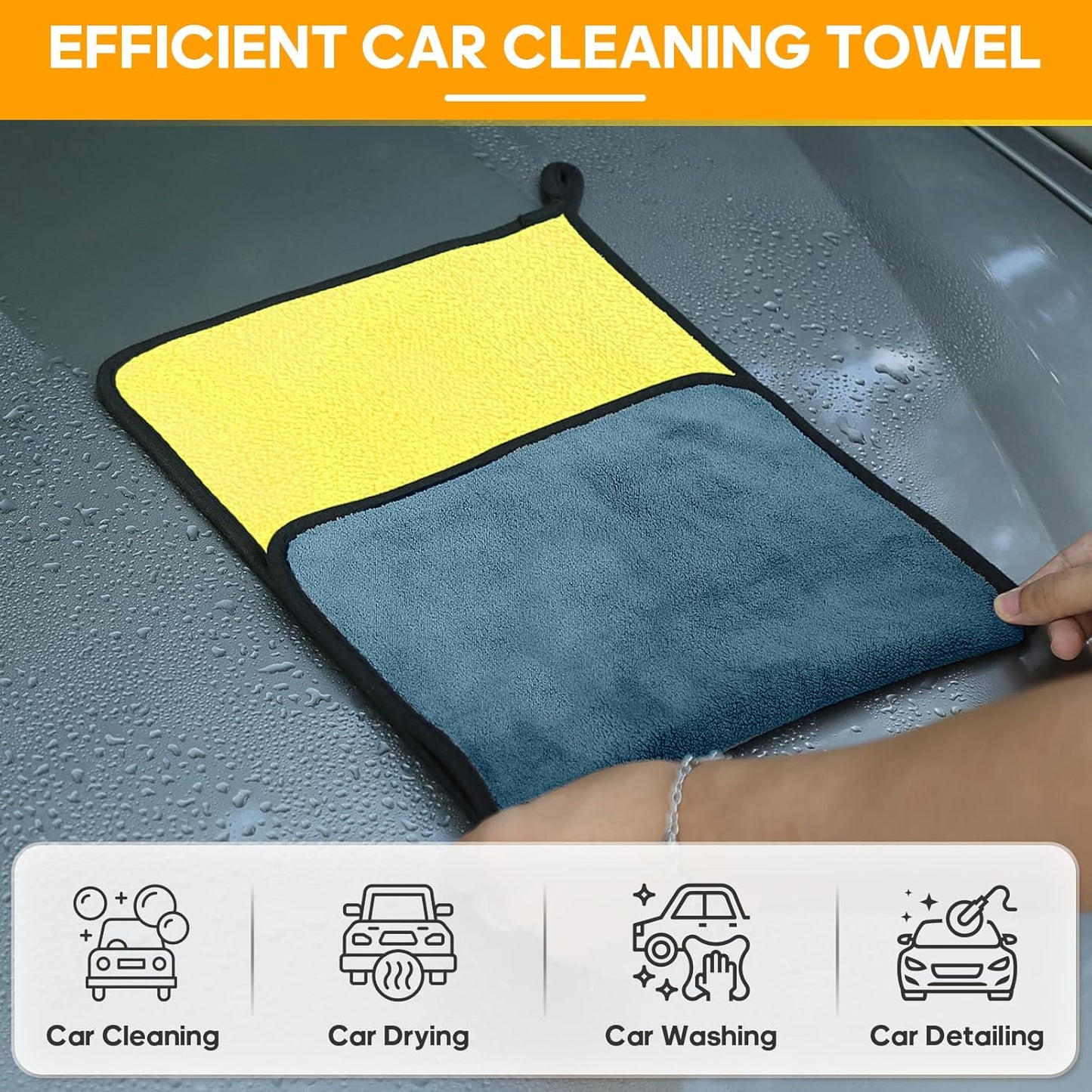Microfiber Towels for Cars 6 Pack, Car Drying Towels for Wash, Cleaning, Soft and Absorbent Multipurpose Microfiber Cleaning Cloth for Car, Glass, Home, Household, 24" x 12"