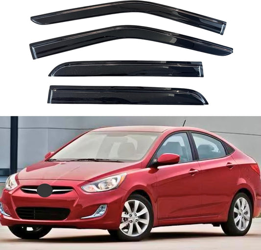 KPY Window Visor Compatible with Hyundai Accent Sedan 2012-2017, 4PC Rain Guard Side Window Vent Deflectors Tape-On Mugen Style, 2012 2013 2014 2015 2016 2017