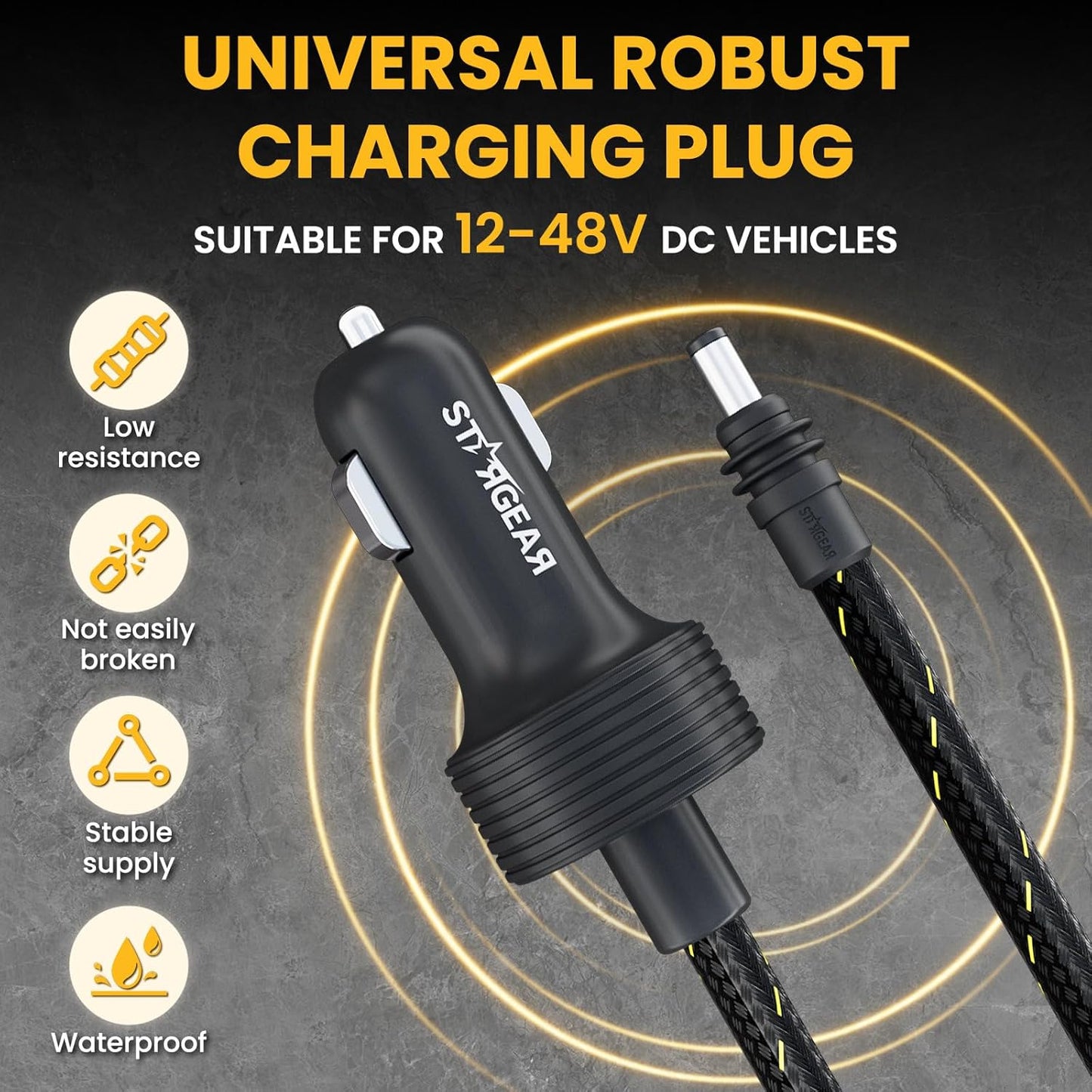 Starlink Mini Cable 12V Power Cable 3M/10FT, Braided Wear-Resistant Starlink Mini Accessories Cigarette Lighter to DC Cord, 12V-48V Car Charger Car Adapter