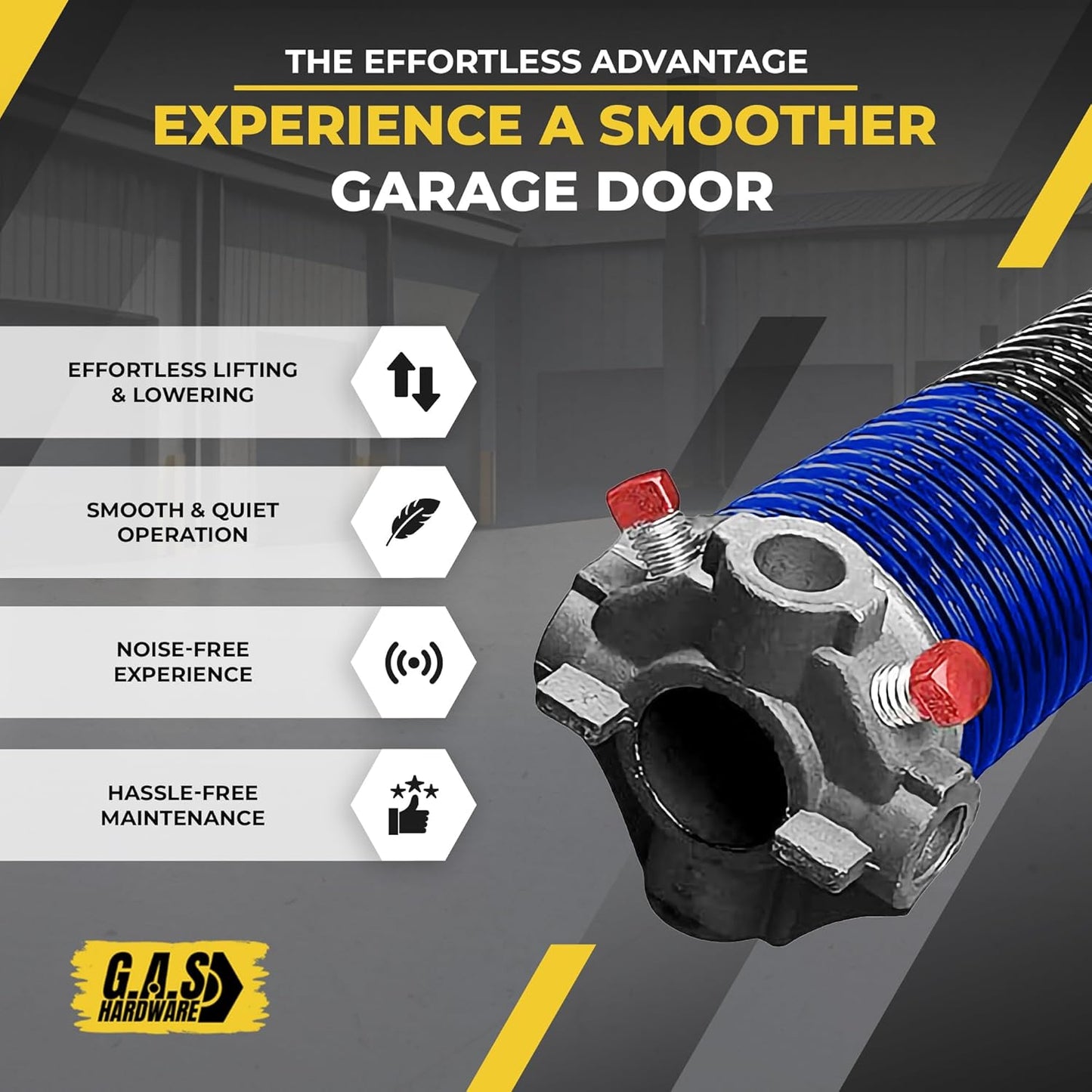 Garage Door Torsion Springs 262x2x38 for Left and Right Side of Garage Door with Winding Bars, 1" Steel Bearing, and Gloves Heavy Duty Precision E-Coating 5-Year Warranty Min. 30,000 Cycles (Pair)
