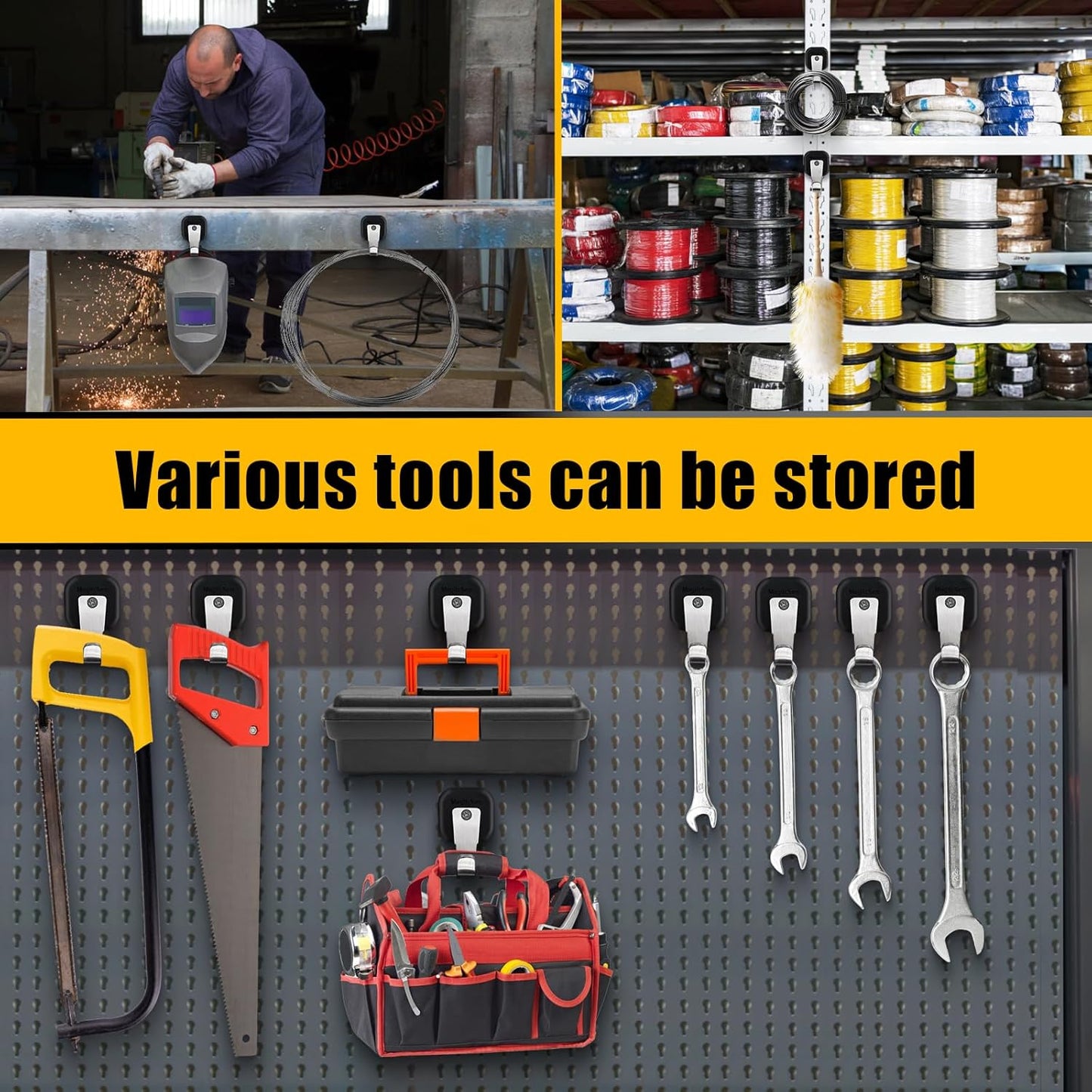 Upgraded Heavy Duty Magnetic Hook, Powerful Magnet Versalite Indoor and Outdoor Tool Towel Brooms Coat Hanger for Cruise Garage RV Workshop Tool Box, Magnet Organize Stainless 304 Hooks, 2 Pack