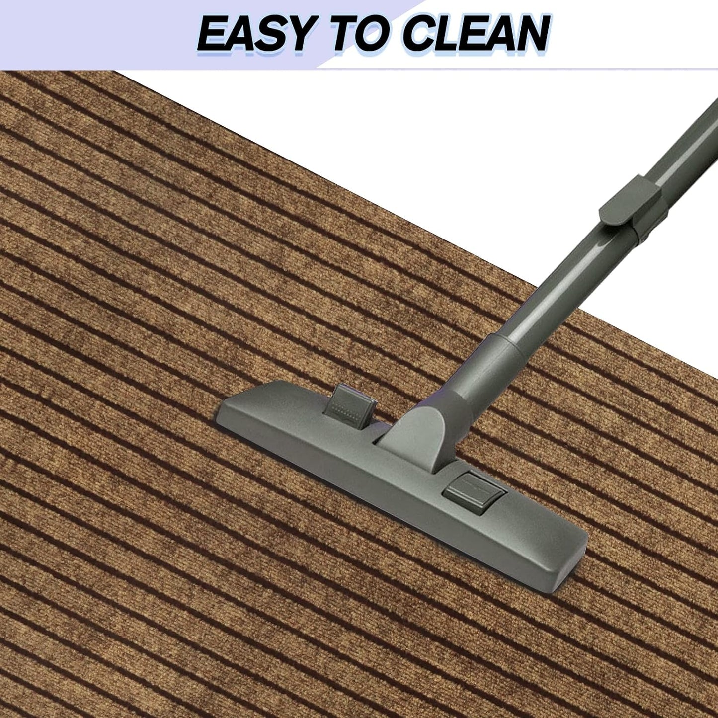 Custom Size Backed Non-Slip Area Rugs Runner, Easy Clean, Waterproof Runner Rugs for Hallway Entryway, Kitchen, Laundry, 4FT x 33FT, Brown Stripe