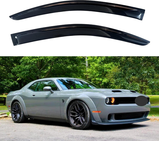 KPY Window Visor Compatible with Dodge Challenger 2008-2023, 2PC Rain Guard Side Window Vent Deflectors Tape-On Style, 2008 2009 2010 2011 2012 2013 2014 2015 2016 2017 2018 2019 2020 2021 2022 2023