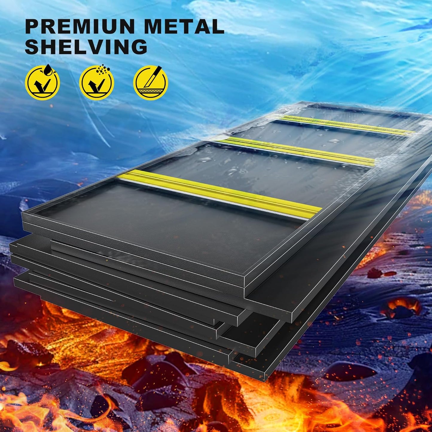 REIBII Garage Shelving Load 2000 LBS, Adjustable 5-Tier Storage Shelves, Metal Shelving Units and Storage Rack Shelf for Garage, Basement, Kitchen, 32" W x 17" D x 72" H, Black, 2PC