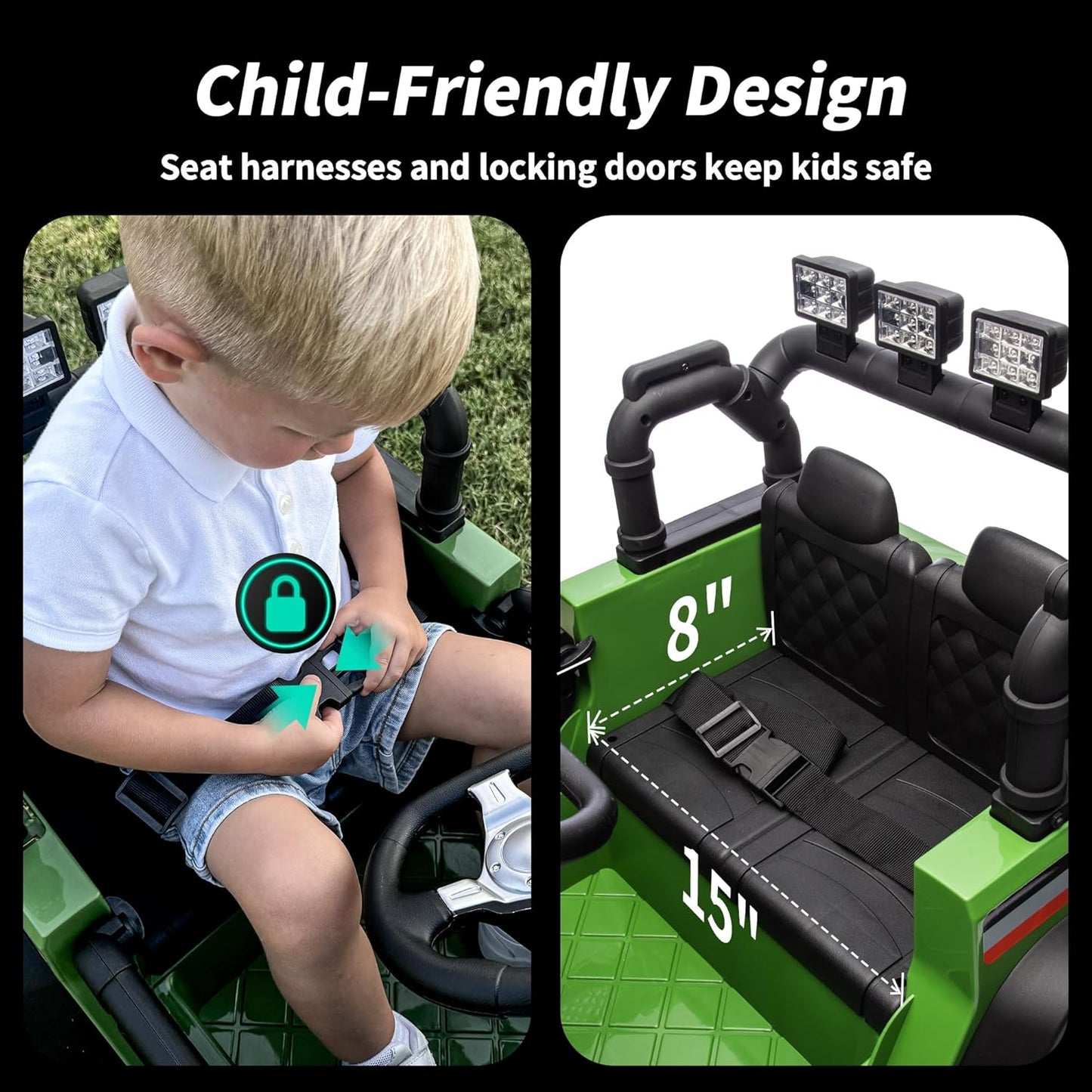 12V Kids Ride on Car Truck, Kids Electric Vehicles Car Ride on Toy w/Remote Control - Army Green