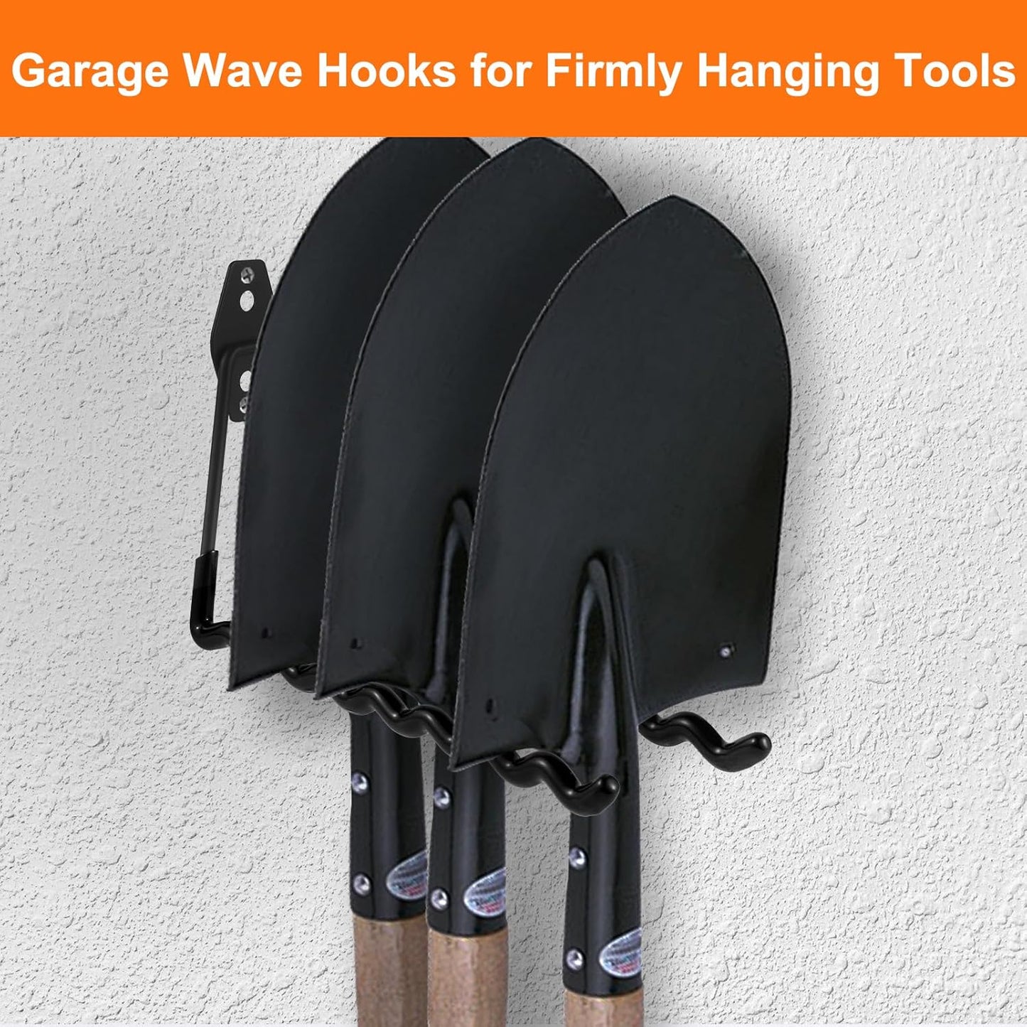 Wall Mounted Garage Hooks Tool Organizer, 14 Inch Garage Storage Hook Heavy Duty Utility Wall Hangers Black for Ladders, Hose, Garden Tools, Set of 4