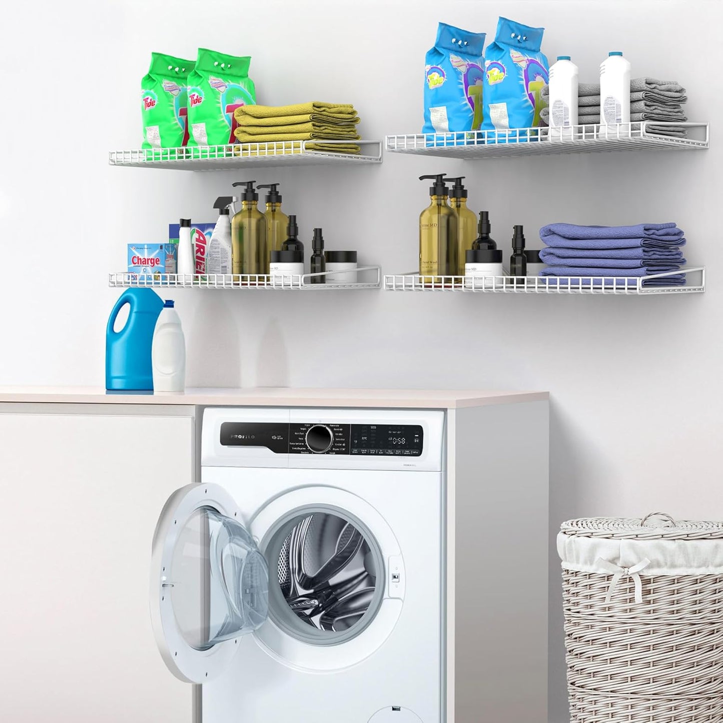 Ultrawall Wall Mounted Storage Shelf for Garage, 4 Pack Metal Shelf Rack, Heavy-Duty Wall Organizer Shelves Suitable for Shop, Shed, Garage 23.5inch x 12inch(White)