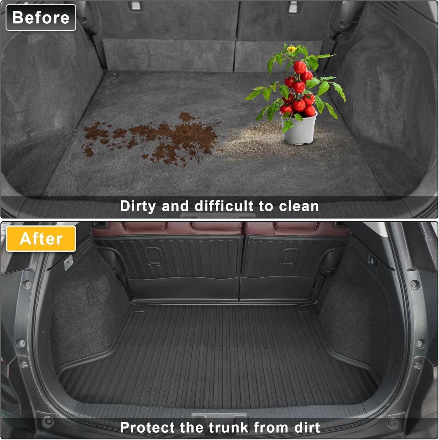 2016-2021 2022 HRV Floor Mats & Cargo Liner & Backrest Mat Fit for Honda HR-V AWD Model: All Weather Protection Floor Liner 1st & 2nd Row Full Set Car Liner Trunk Mat HRV Accessories