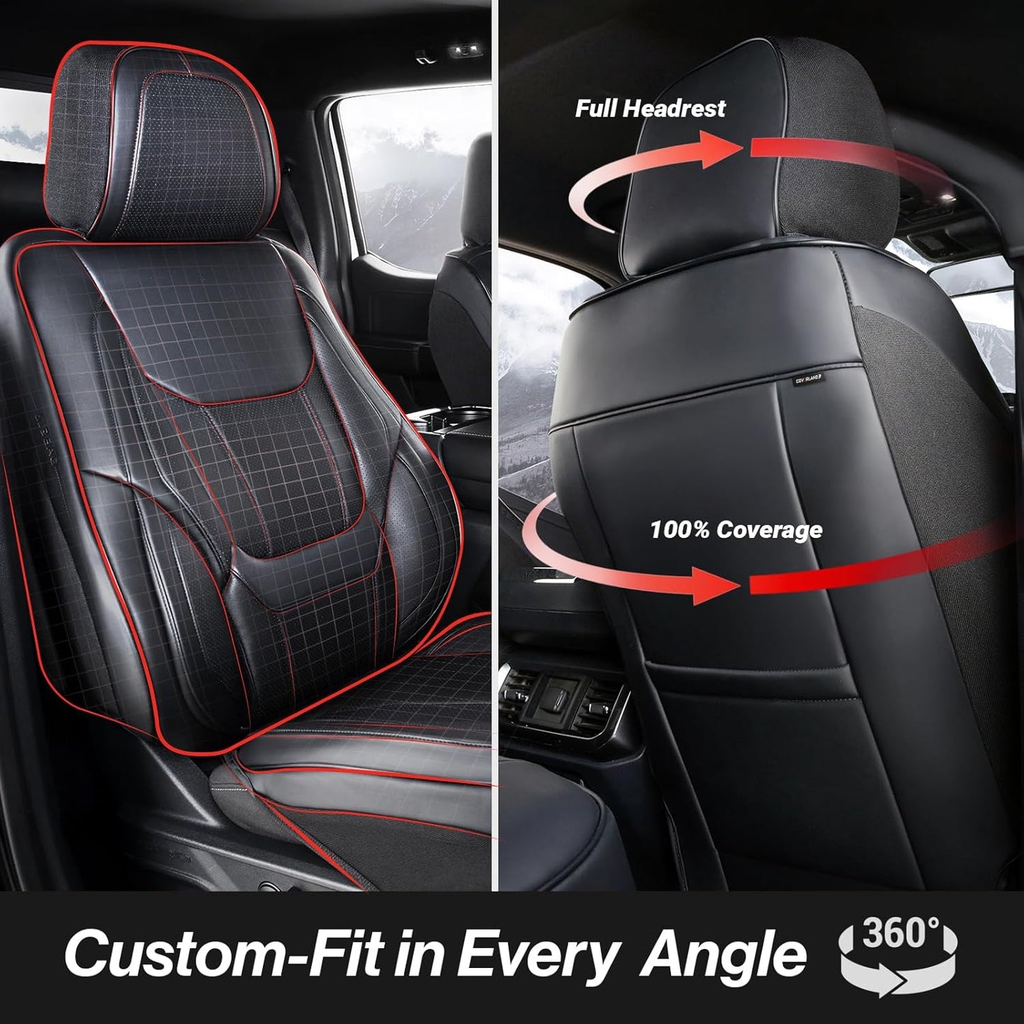 Coverland Custom Car Seat Covers Compatible with 2007-2013 Tundra Double Cab - Premium Leather Non-Slip Memory Foam Waterproof Cover Interior Protector Full Set-Black [See Size Chart-Size X134]