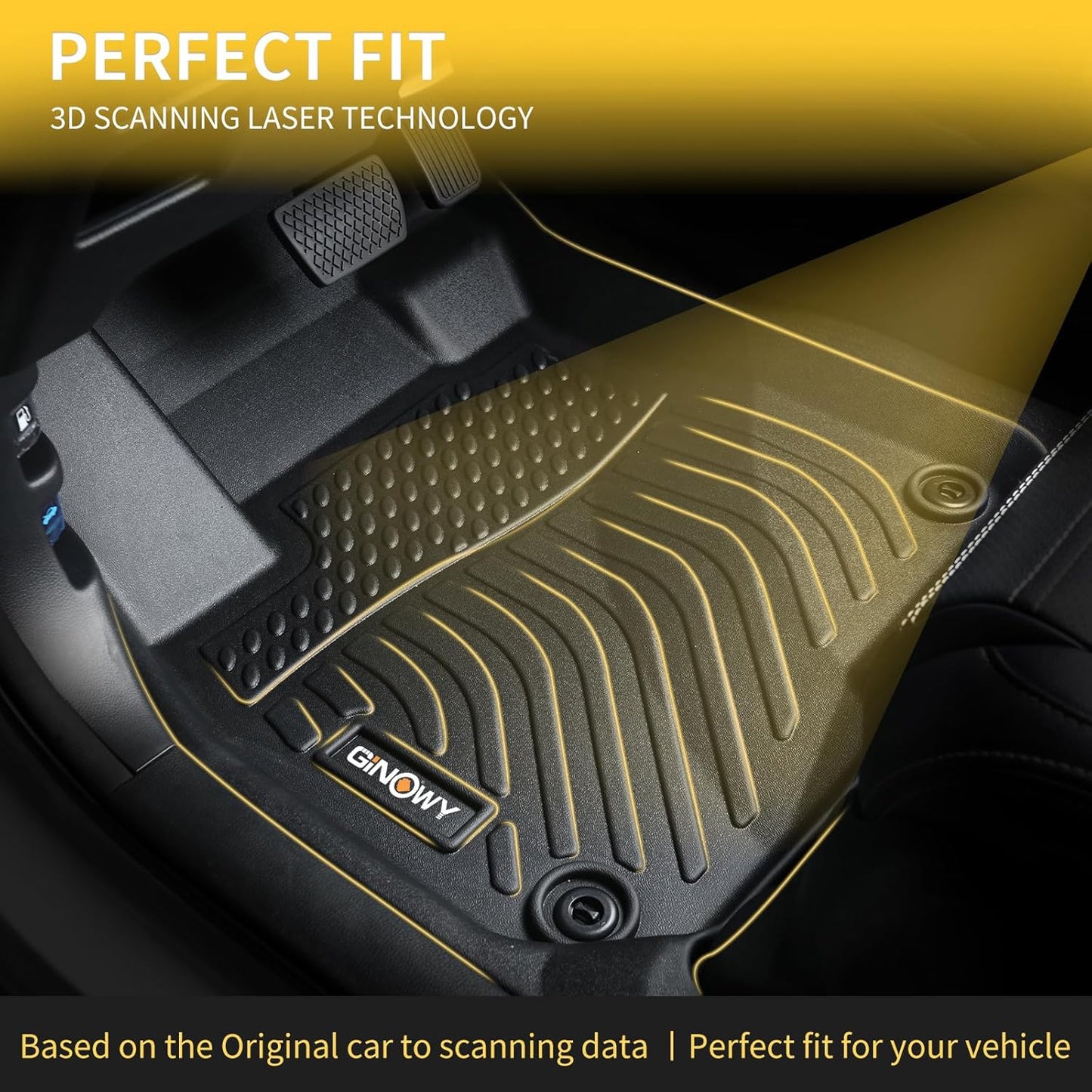 GINOWY-Floor Mats & Cargo Liner for Infiniti QX50 2019-2025 & 2022-2025 Infinit QX55, All Weather Car Floor Mat Rubber Liners Cargo Trunk Mat for Infiniti QX50 Accessories